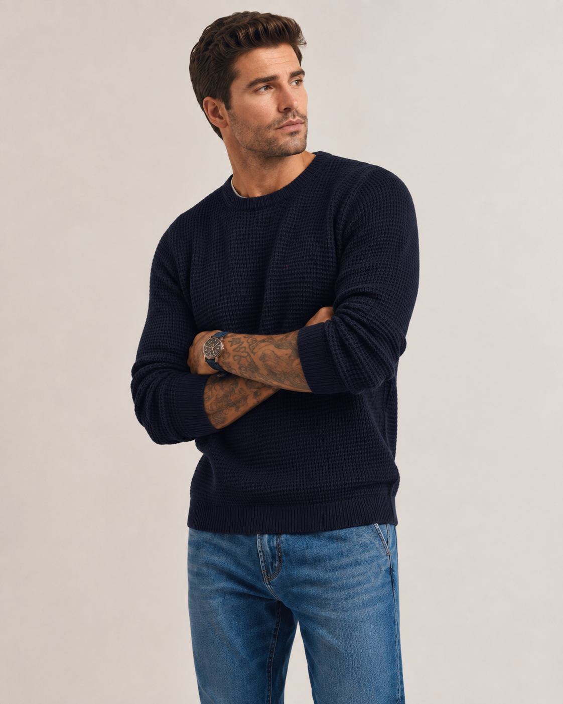 Modischer Herrenpullover aus Strick für den Alltag