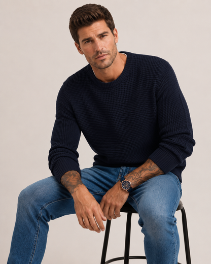 Strukturierter Strickpullover für Herren vielseitig kombinierbar