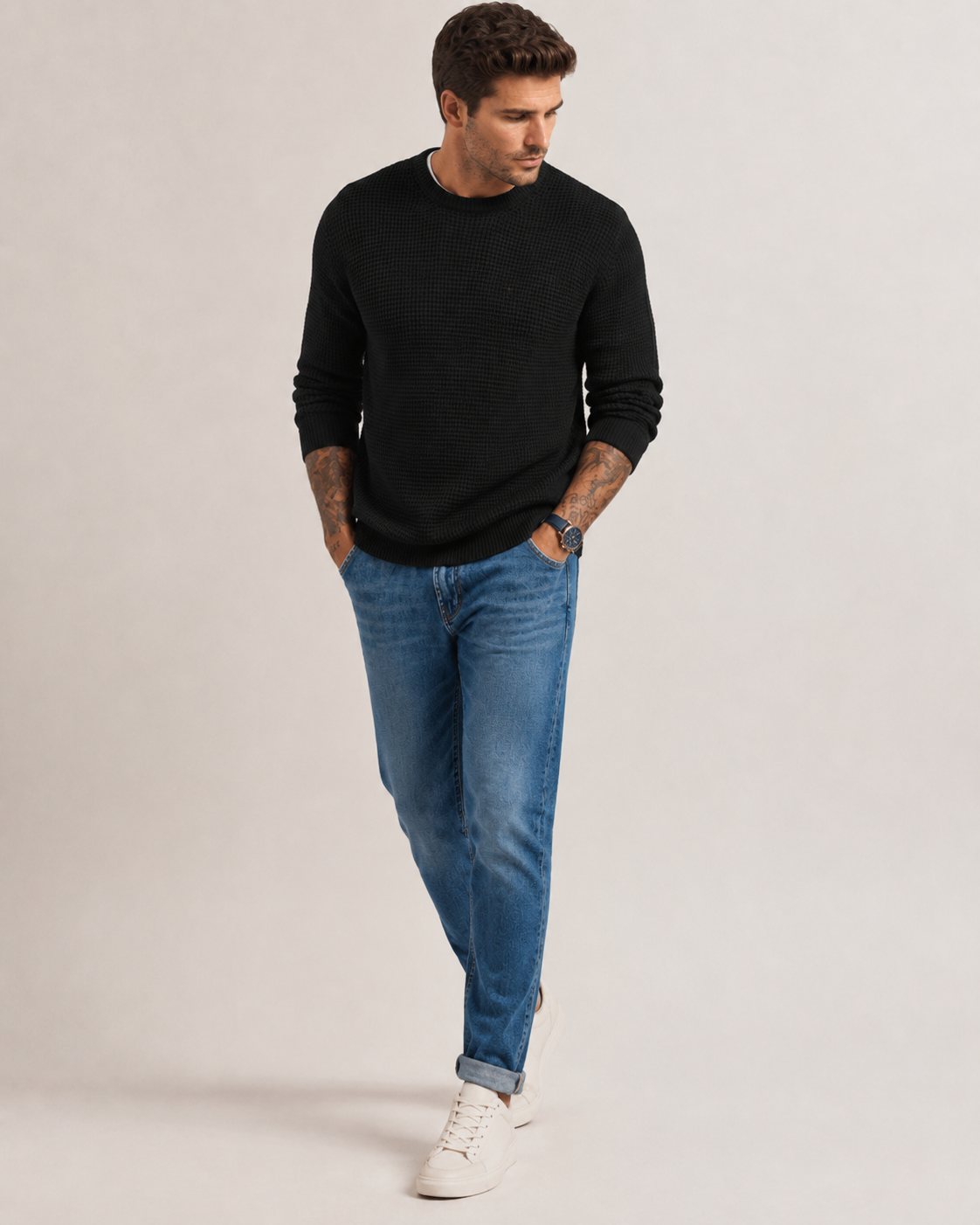 Rückansicht des Strickpullovers für Herren