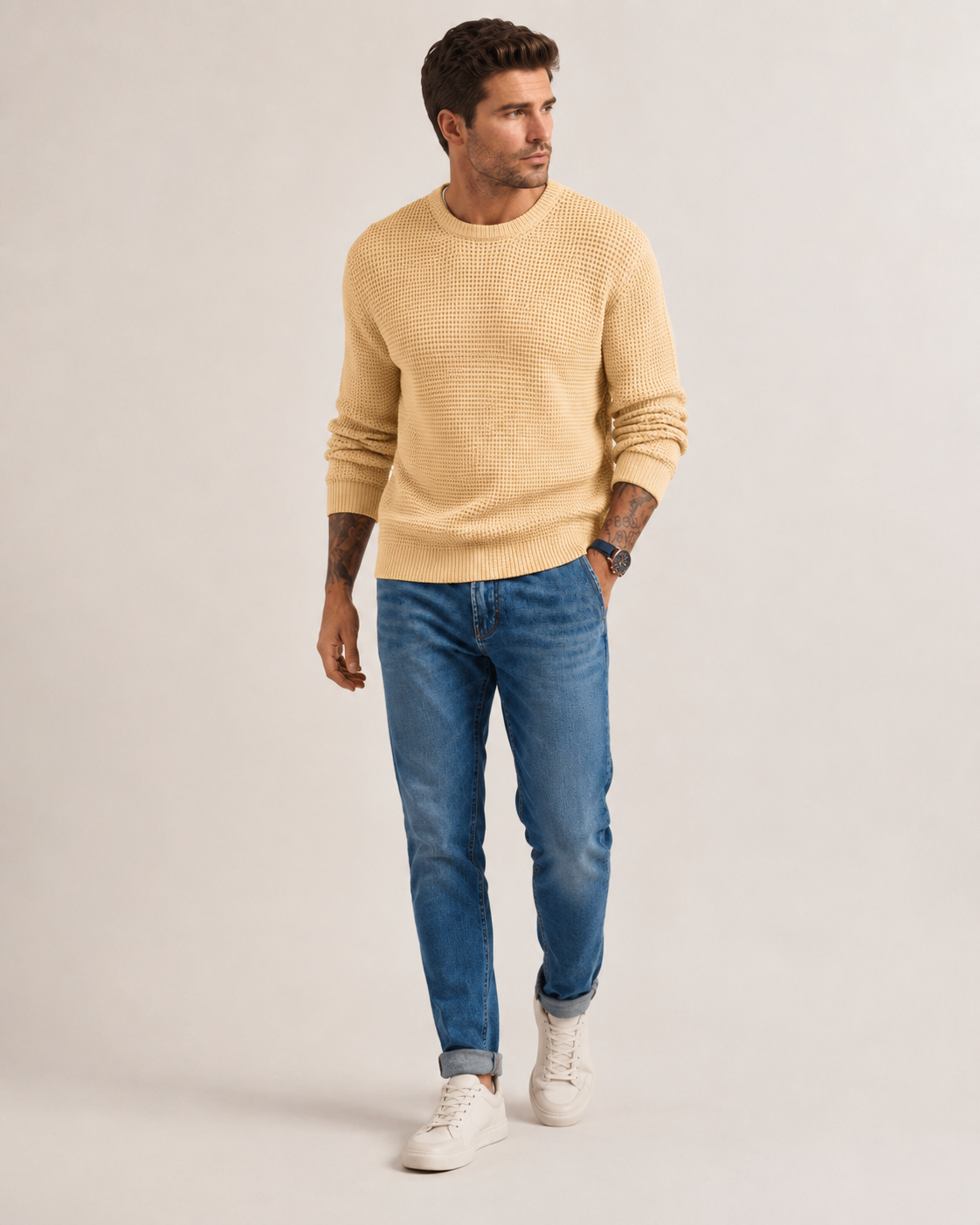 Strickpullover für Herren mit deutlich sichtbarer strukturierter Oberfläche