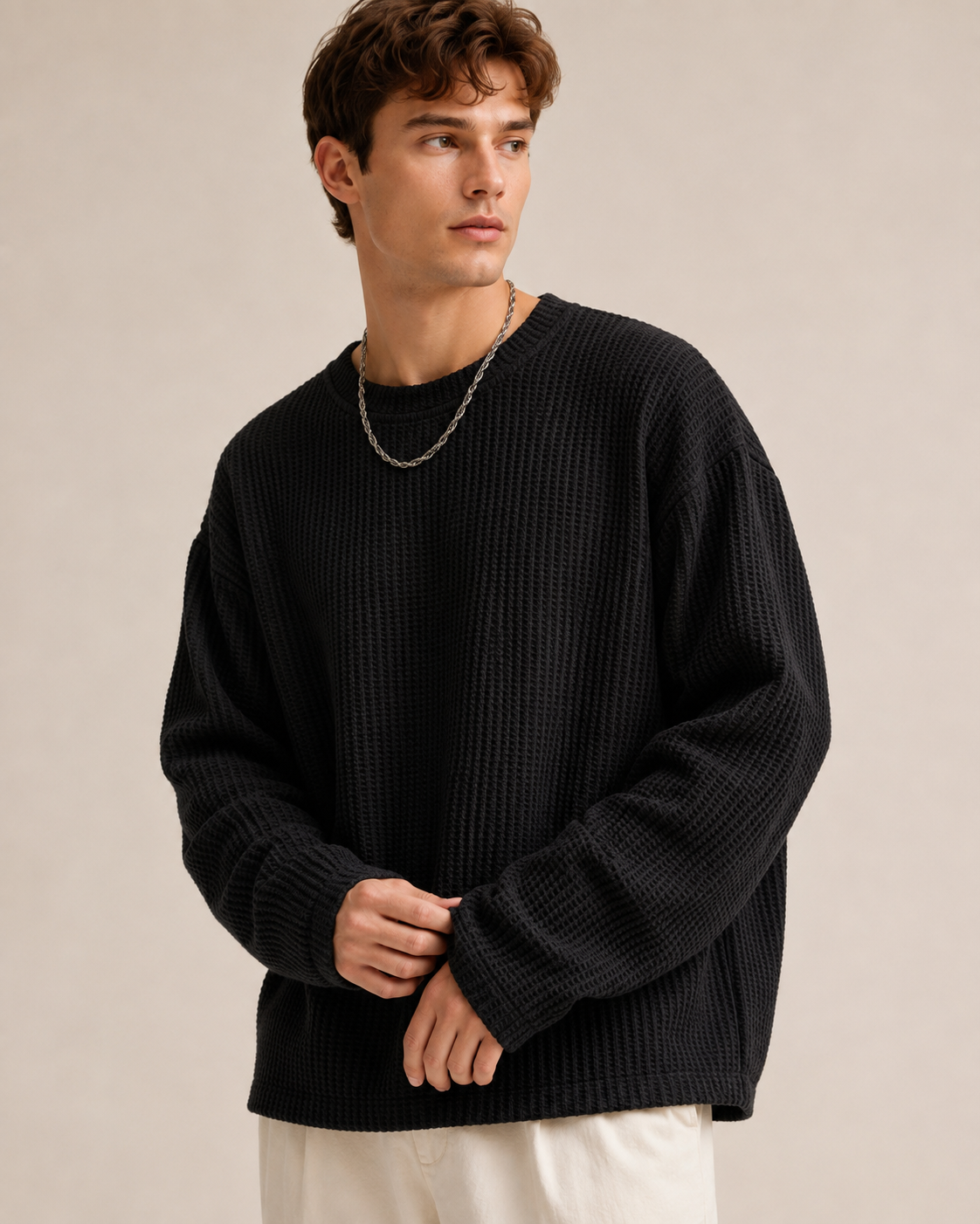Pullover mit Waffelstruktur in der Vorderansicht
