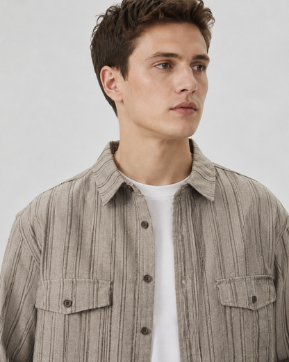 Herren-Overshirt mit klassischem Kragen und Knopfverschluss