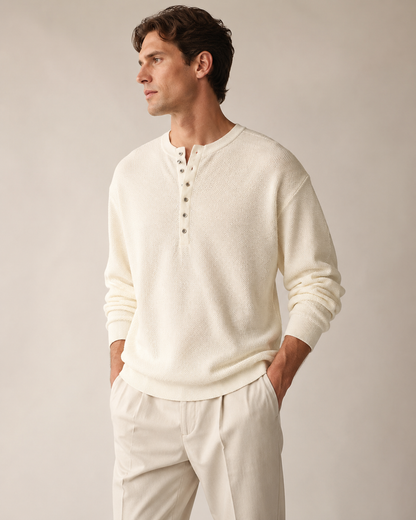 Strick Henley Shirt Mit Struktur Und Kurzärmeln