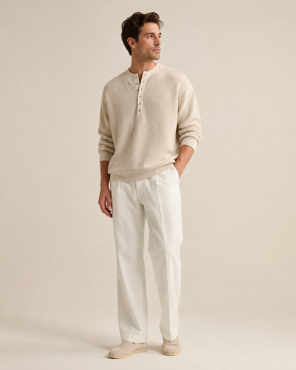 Vielseitig kombinierbares Herren-Henley aus weichem Strick
