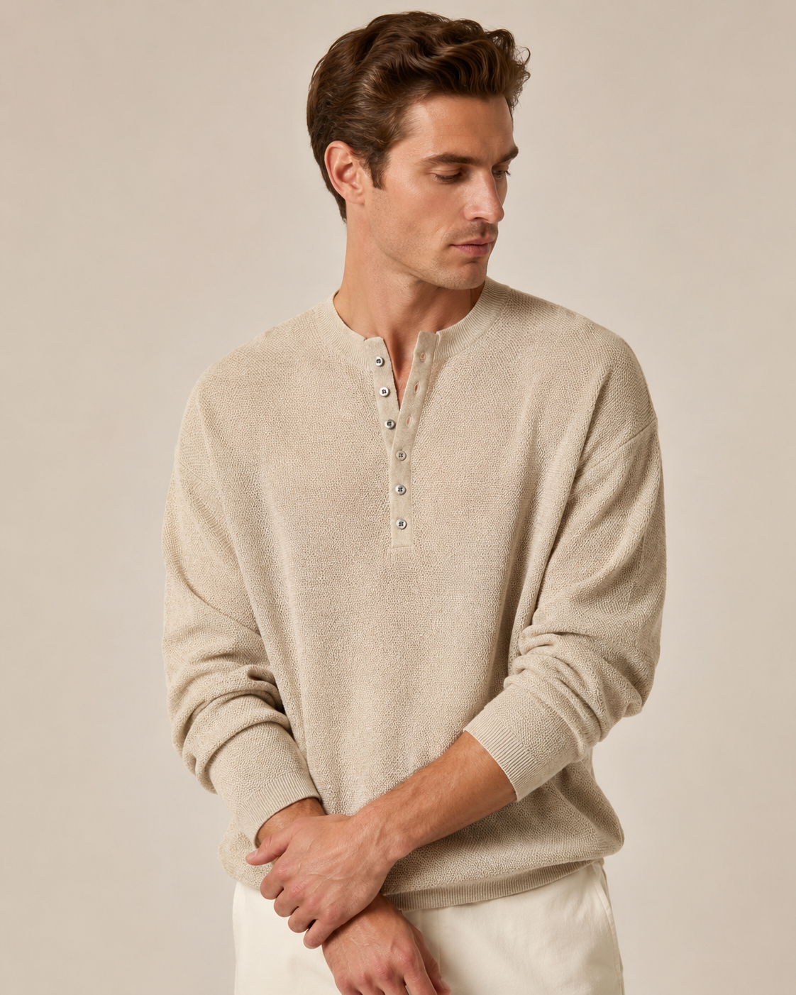 Strickshirt für Herren mit klassischem Henley-Ausschnitt