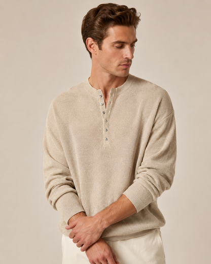 Strick Henley Shirt Mit Struktur Und Kurzärmeln