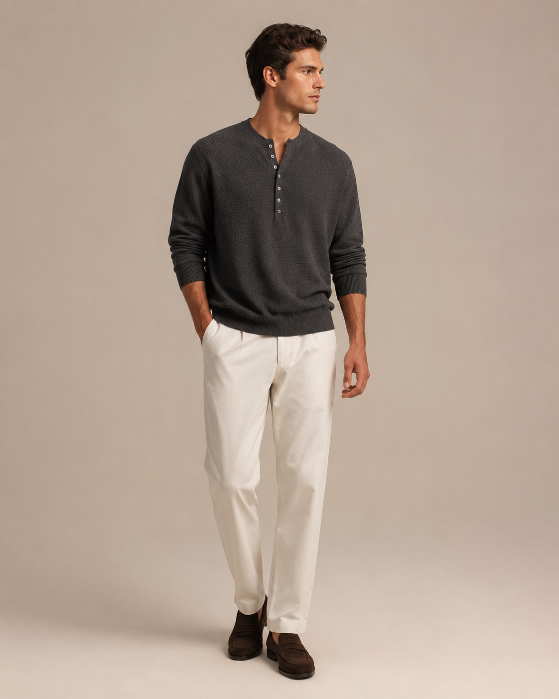 Lässiges Henley-Shirt mit Struktur für vielseitige Freizeitlooks