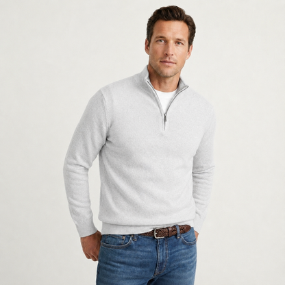 Herren Strickpullover Mit Quarter Zip Und Stehkragen