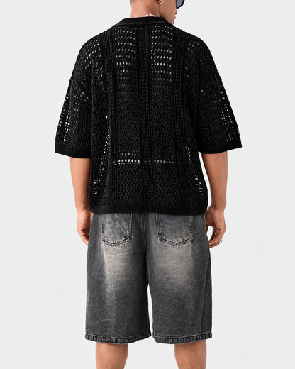 Lässiges Strickoberteil für Herren mit klassischem Polo-Design