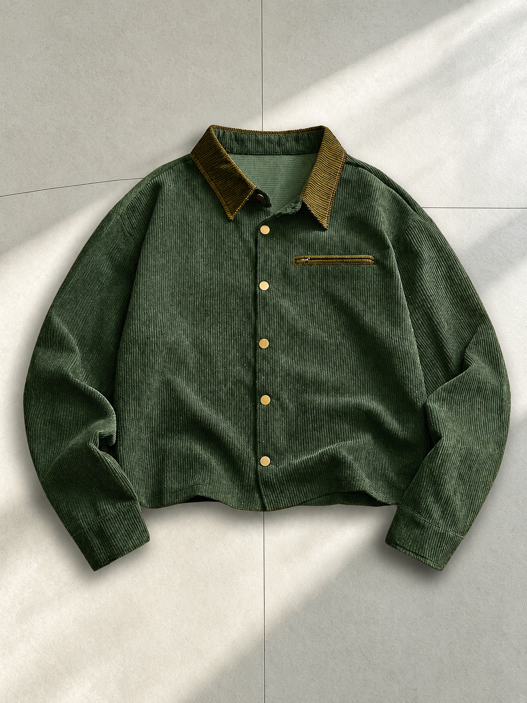 Cordjacke Mit Kontrastkragen In Lockerer Passform