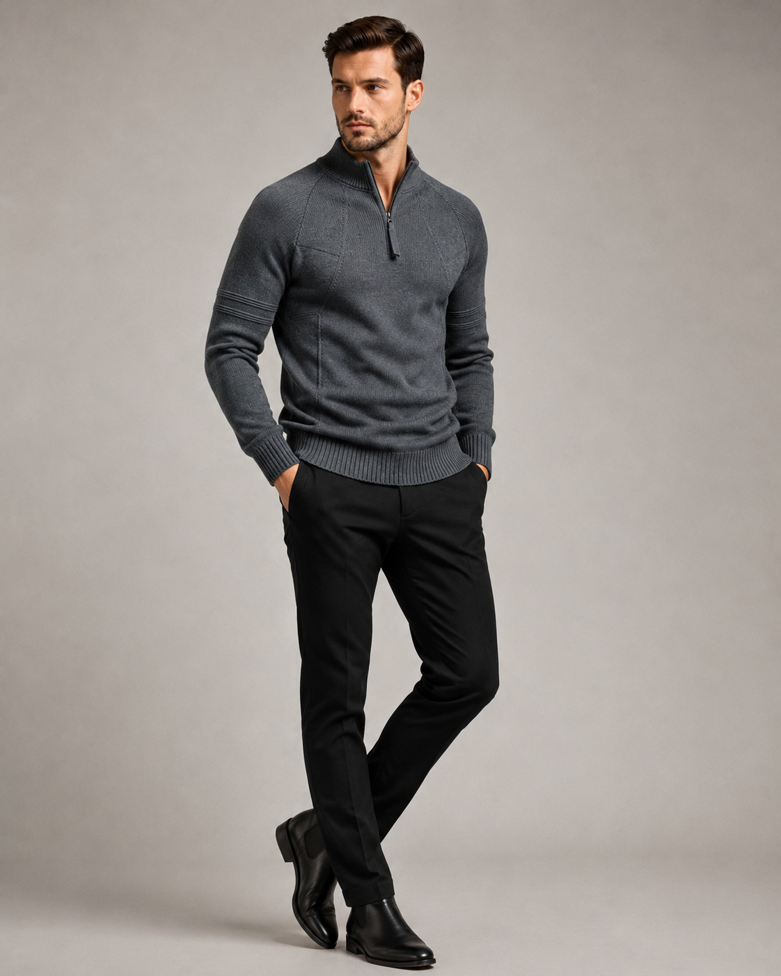 Ärmel und Bündchen des gestrickten Herrenpullovers