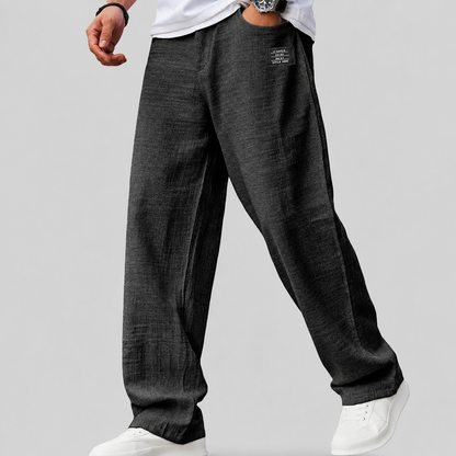 Herren Leinenhose Mit Weitem Bein Und Lockerer Passform