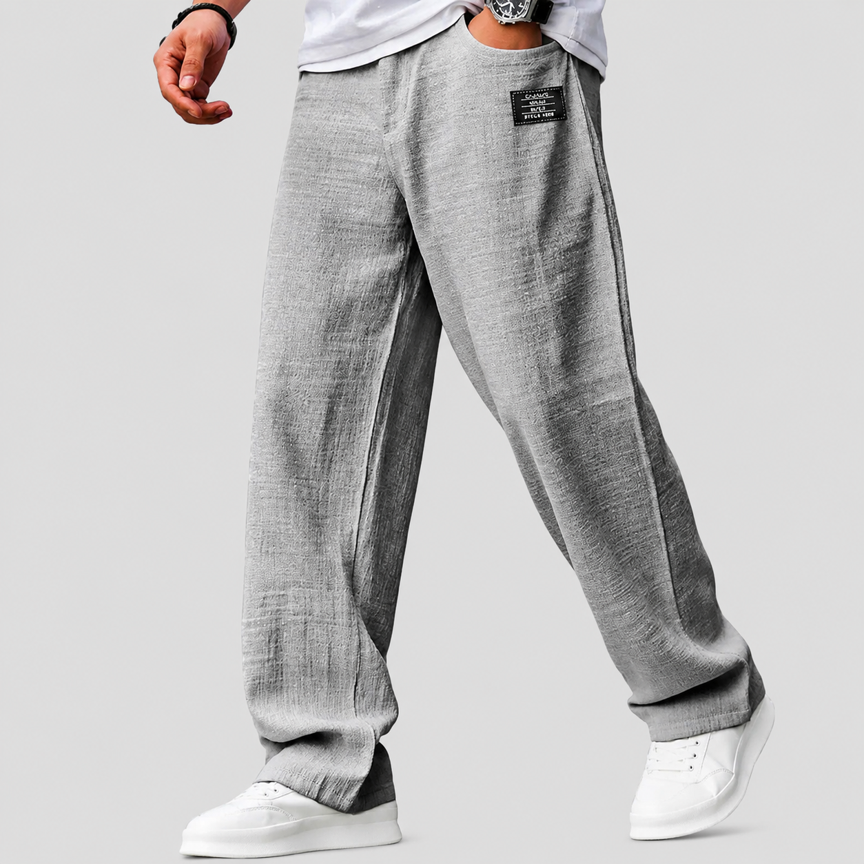 Herren Leinenhose Mit Weitem Bein Und Lockerer Passform