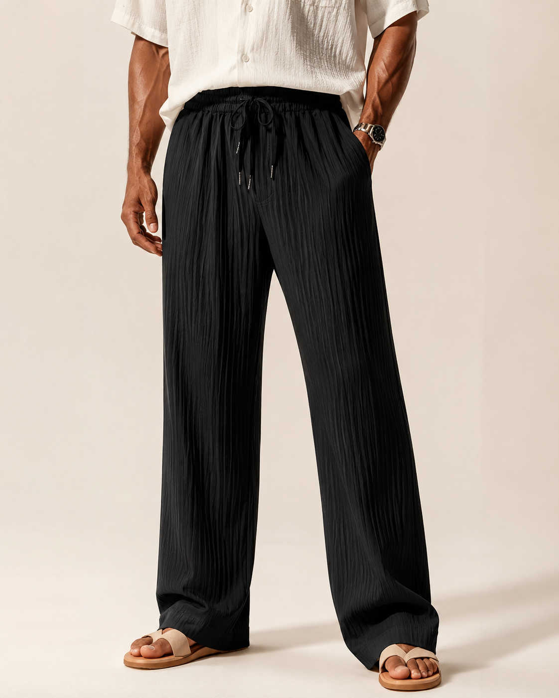 Damen gerade Hose mit Tunnelzug und lockerer Passform