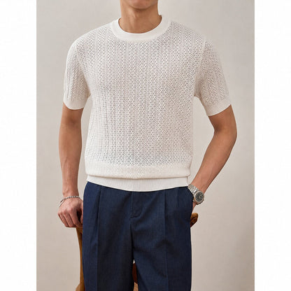 Herren Strickshirt mit Struktur in Seitenansicht