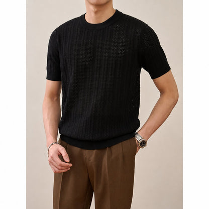 Herren Strickshirt mit Struktur in Rückansicht