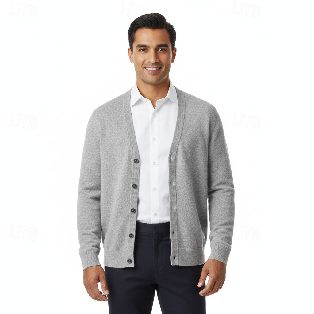 Herren-Cardigan mit V-Ausschnitt, Knopfleiste und klassischem Design
