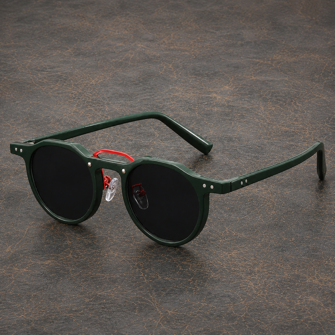Unisex Sonnenbrille mit rundem Rahmen in Frontalansicht