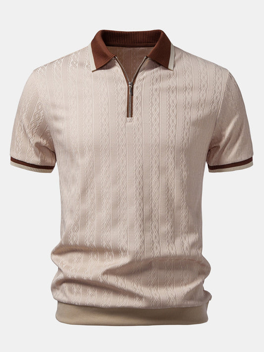 Herren Strick Polohemd mit Reissverschluss in Regular Fit, Vorderansicht