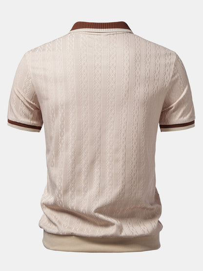 Herren Strick Polohemd mit langen Ärmeln und Regular Fit