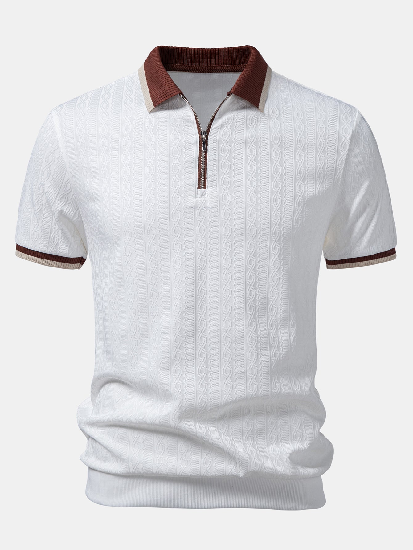 Herren Strick Polohemd Mit Reissverschluss Regular Fit
