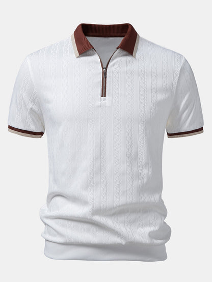 Herren Strick Polohemd Mit Reissverschluss Regular Fit