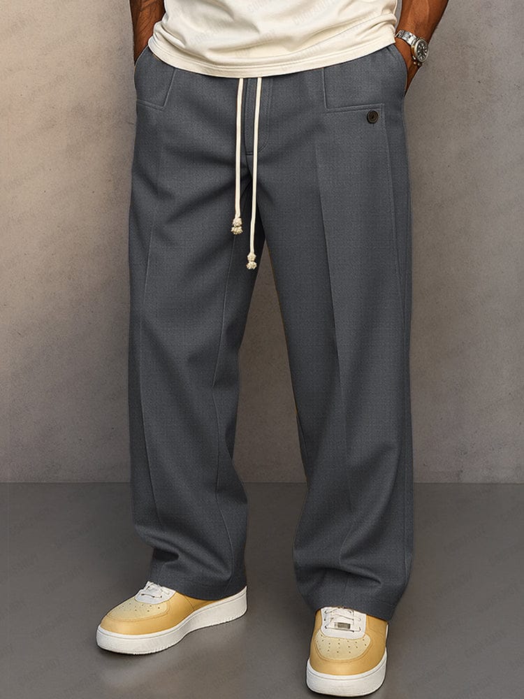 Herren-Trousers mit geradem Bein und Kordelbund in der Rückansicht