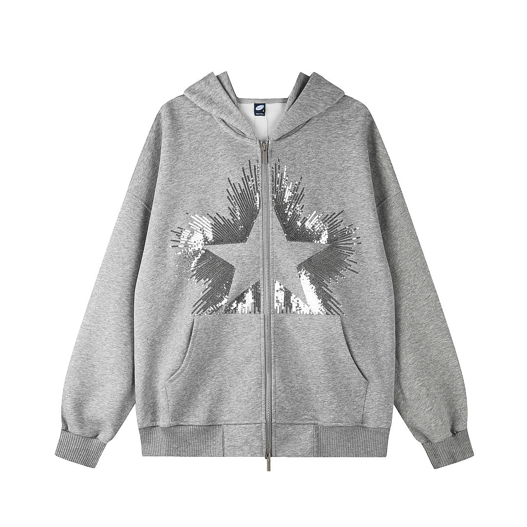 Kapuzenpullover mit Kapuze und durchgehendem Reißverschluss