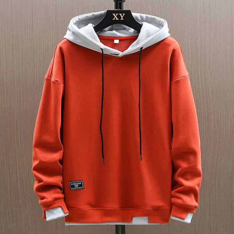 Zweifarbiger Herren-Hoodie mit Kapuze und langen Ärmeln