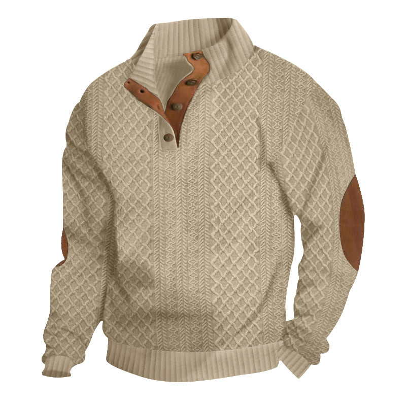 Classic knitted sweater with suede trim