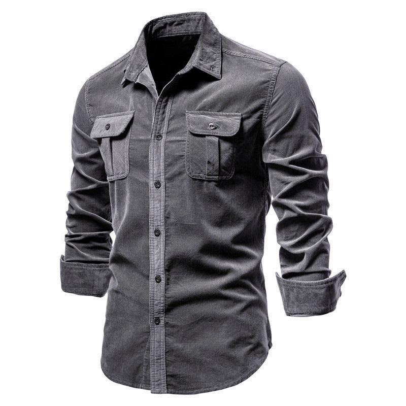 Business Casual Corduroy Shirt for Men Made of Cotton