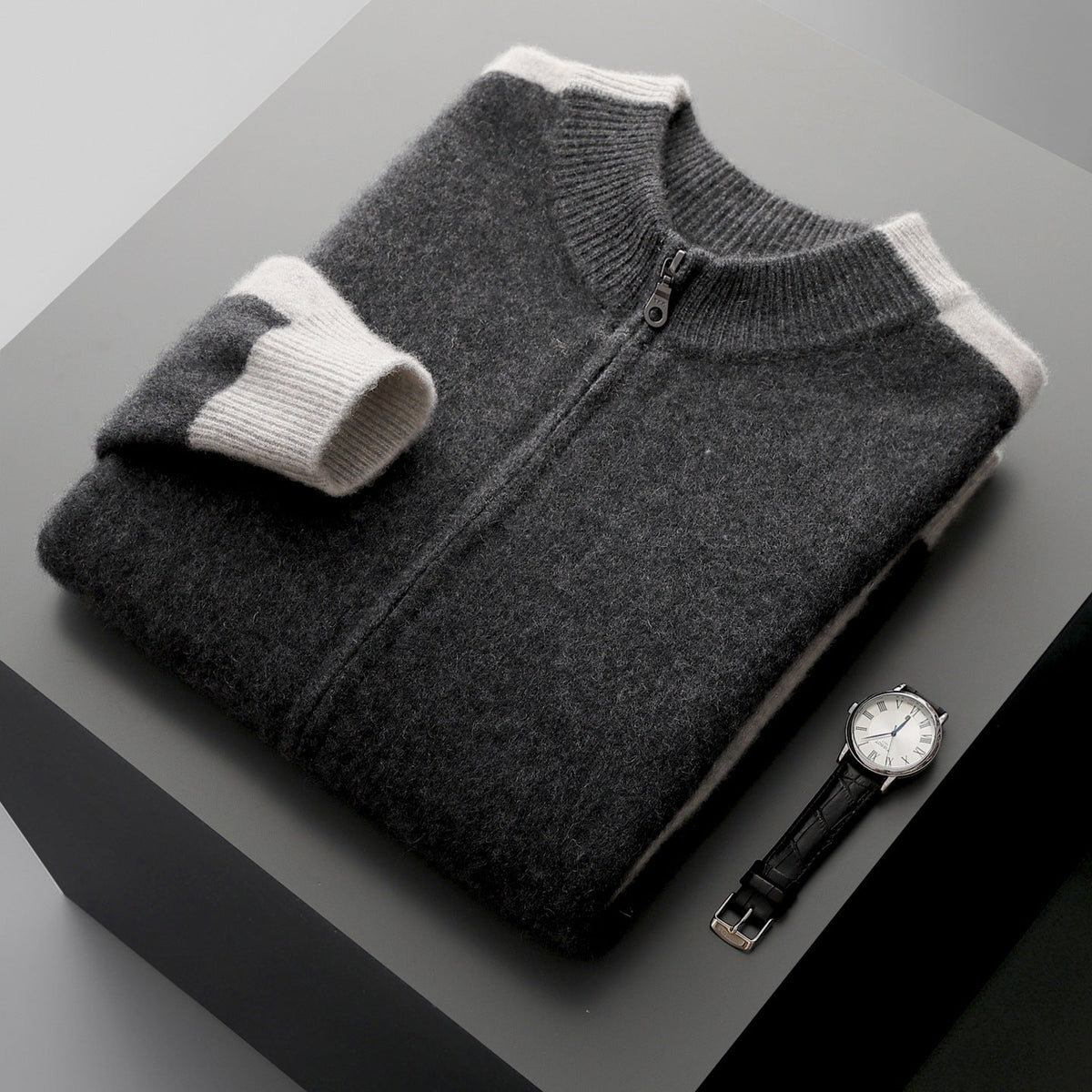 Herrenjacke aus Merinowollmix mit geschlossenem Frontverschluss