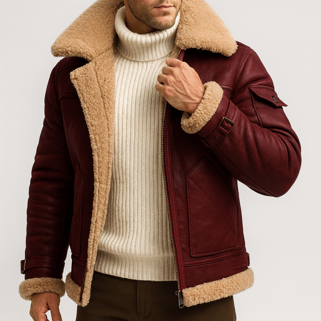Herren-Lederjacke mit klassischem Schnitt und praktischen Taschen