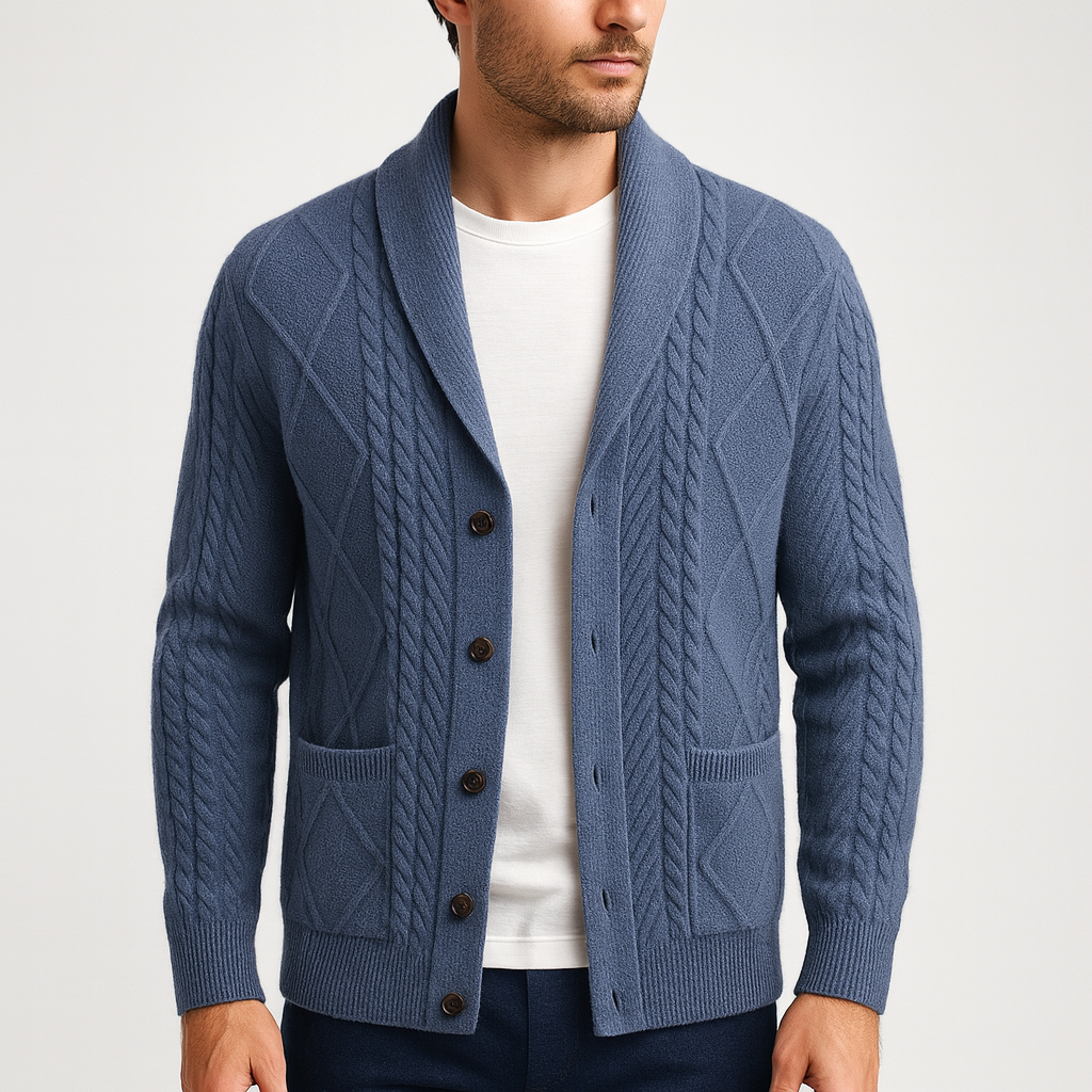 Herren Strickjacke Aus Merinowolle Mit Knopfleiste