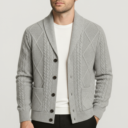 Herren Strickjacke Aus Merinowolle Mit Knopfleiste