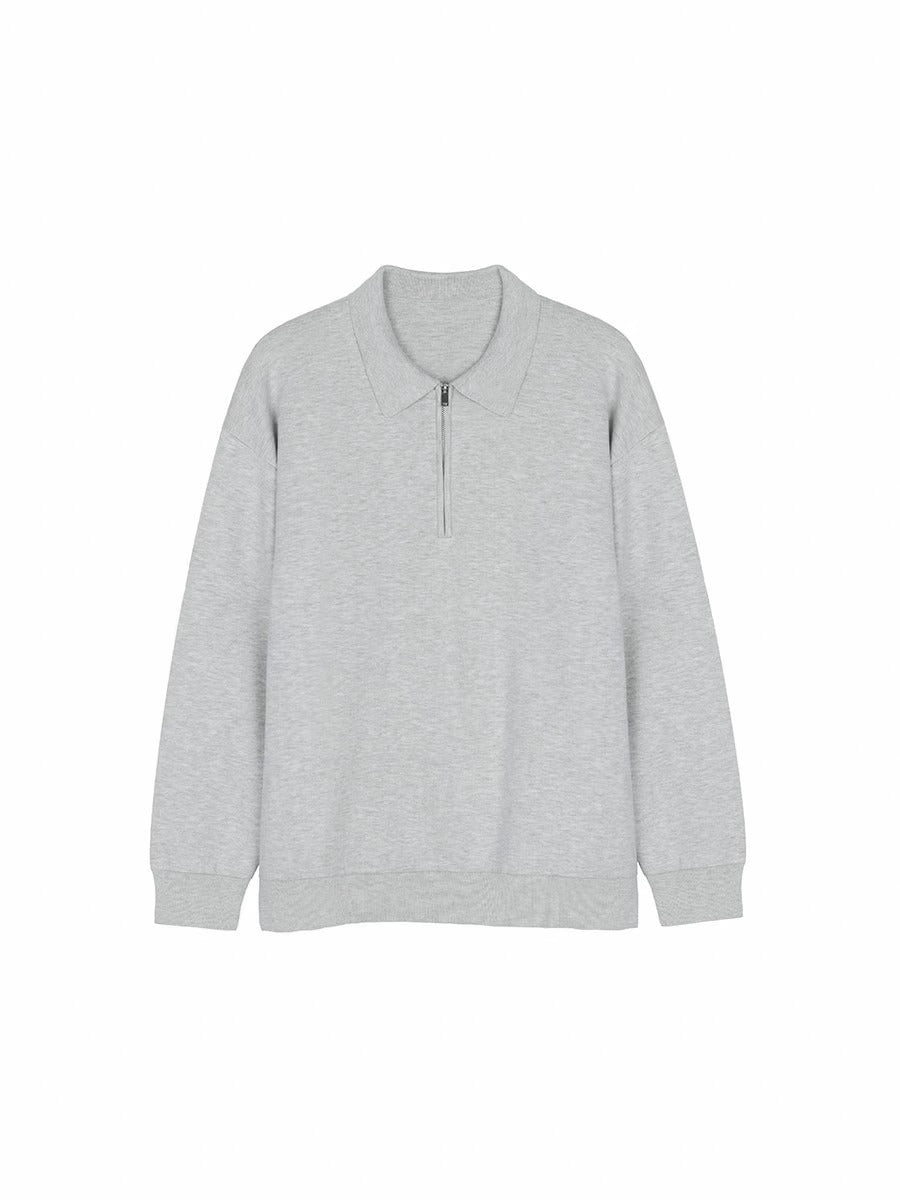 Detailansicht des Polokragens am Sweatshirt