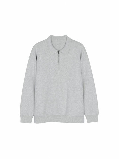 Detailansicht des Polokragens am Sweatshirt