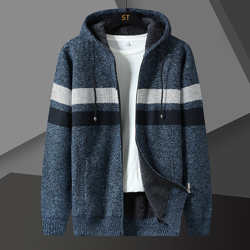 Herren-Strickjacke mit Kapuze als warmer Lagenlook für den Alltag