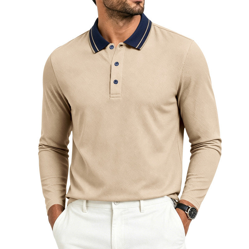 Detailansicht des Piqué-Gewebes am Herren-Poloshirt
