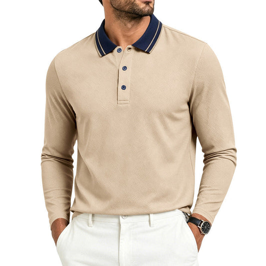 Detailansicht des Piqué-Gewebes am Herren-Poloshirt