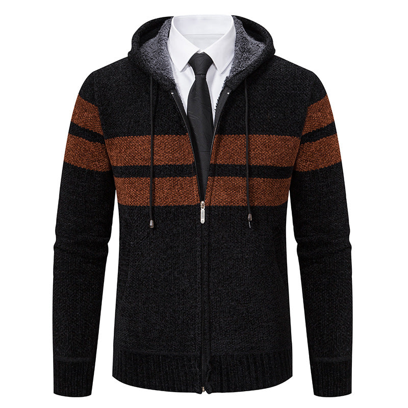 Herren-Strickjacke mit markanten Kontraststreifen an den Ärmeln