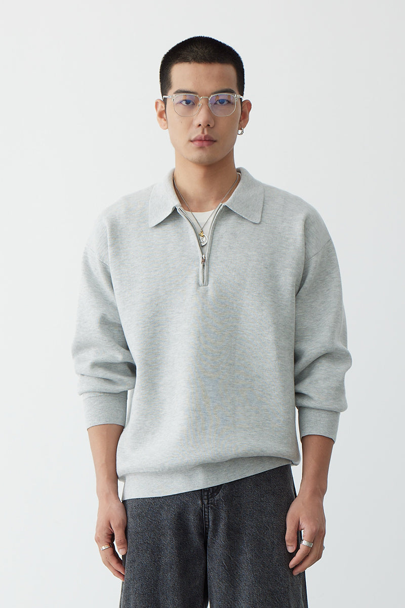 Sweatshirt Mit Polokragen Relaxte Passform
