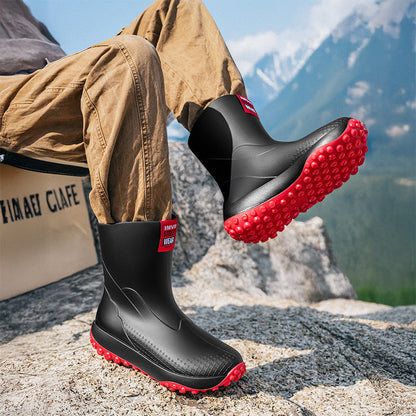 Herrenstiefel aus Gummi mit profilierter, rutschfester Sohle