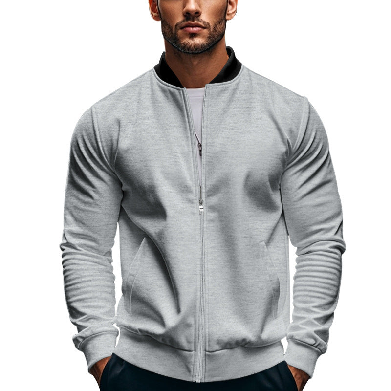 Vorderansicht der Herren-Sweat-Bomberjacke mit Reißverschluss