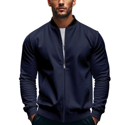Herren Schmale Sweat Bomberjacke Mit Stehkragen