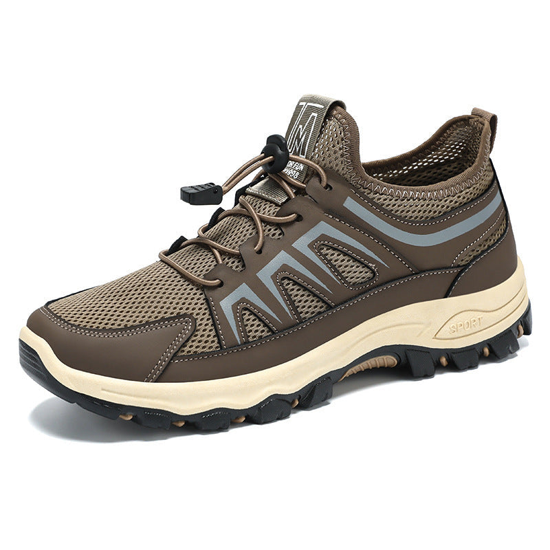 Herren Trekking Sneaker Atmungsaktives Mesh Schnellzug Profilsohle