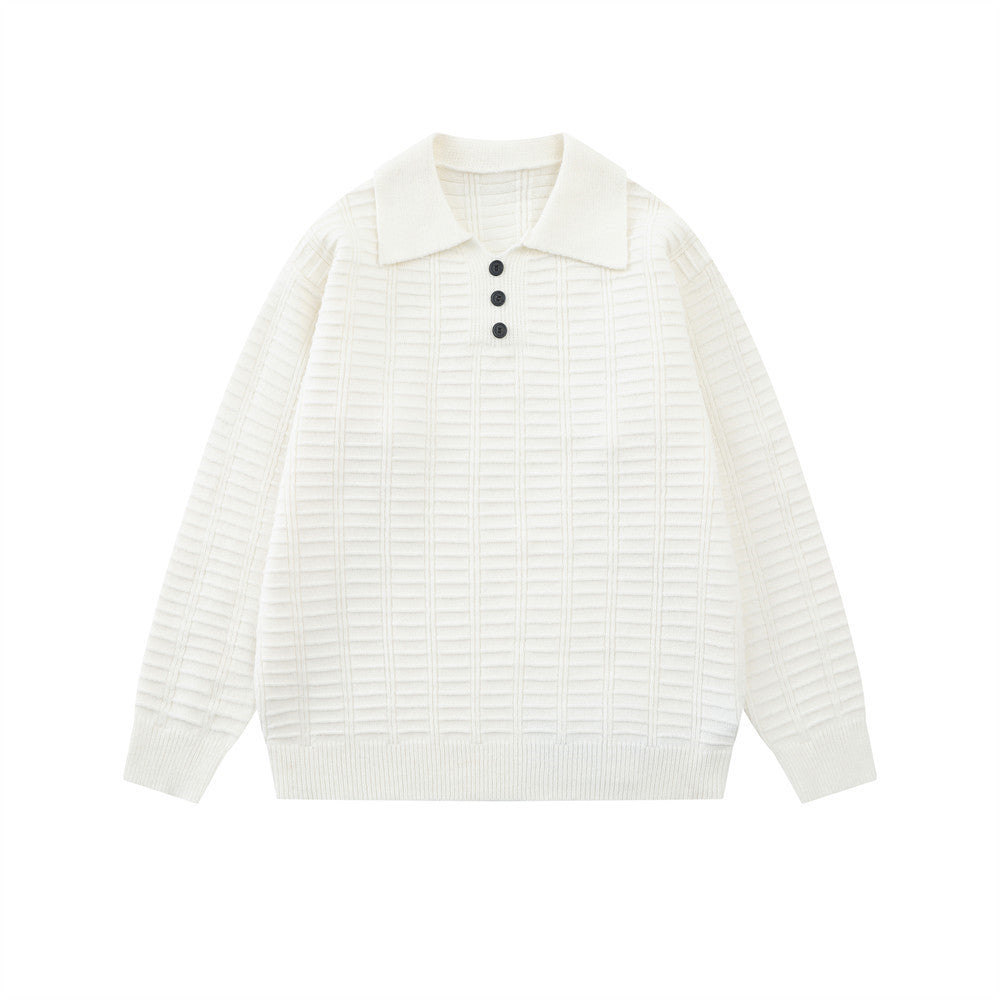 Herren Strukturierter Strickpullover Mit Polokragen