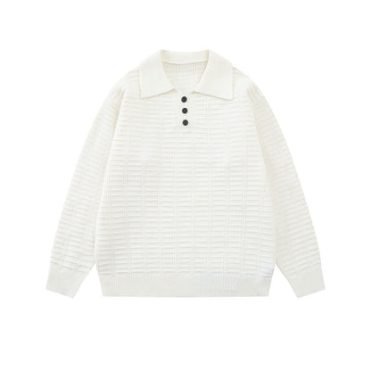 Herren Strukturierter Strickpullover Mit Polokragen