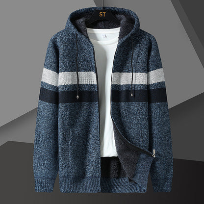 Herren-Kapuzenjacke aus Strick mit kuscheligem Teddyfutter