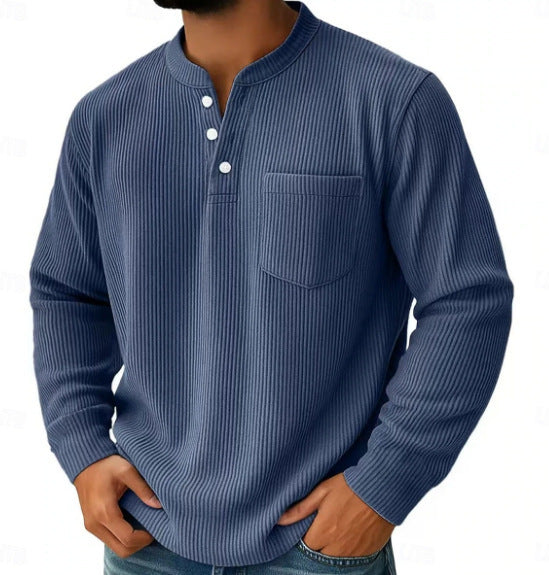 Rückansicht des Henley-Shirts aus wärmendem Waffelstrick